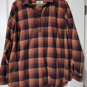 Legendary Whitetails Orange and Black Plaid Women's Top